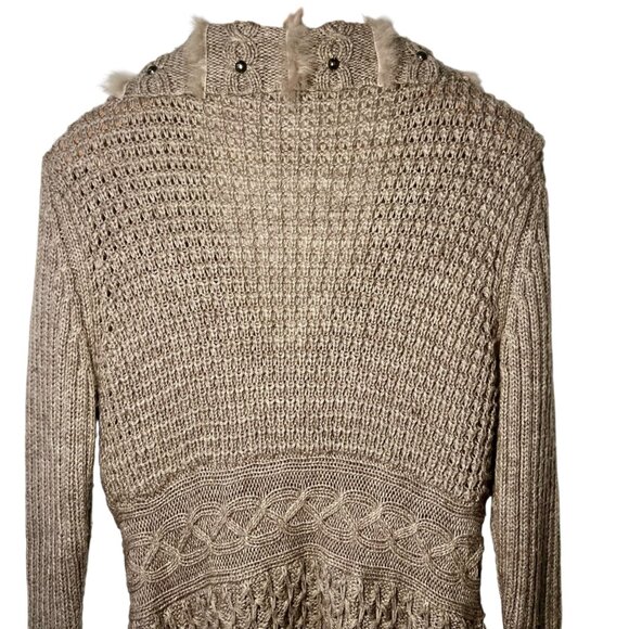 Sloni Brown Indie Chunky Knit Sweater Whimsigoth Granola Knit Fur Waffle Large - Picture 6 of 16